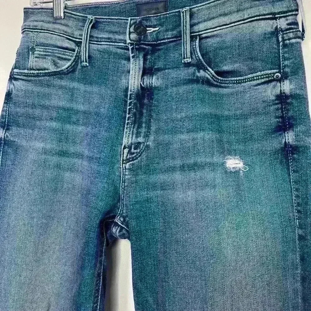 Mother Mid Rise Dazzler Ankle Fray in Weekend Warrior Straight Leg Jeans Size 27 - Picture 5 of 12